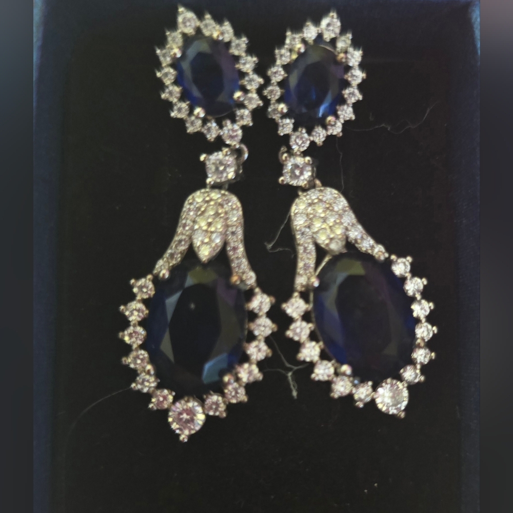 Dazzling Silver and Blue Gemstone Earrings